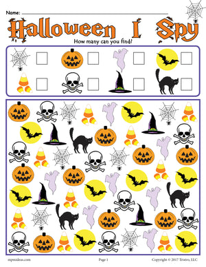 Halloween I Spy - FREE Printable Halloween Counting Worksheet!