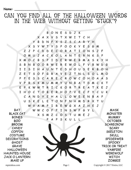 FREE Printable Halloween Word Search!