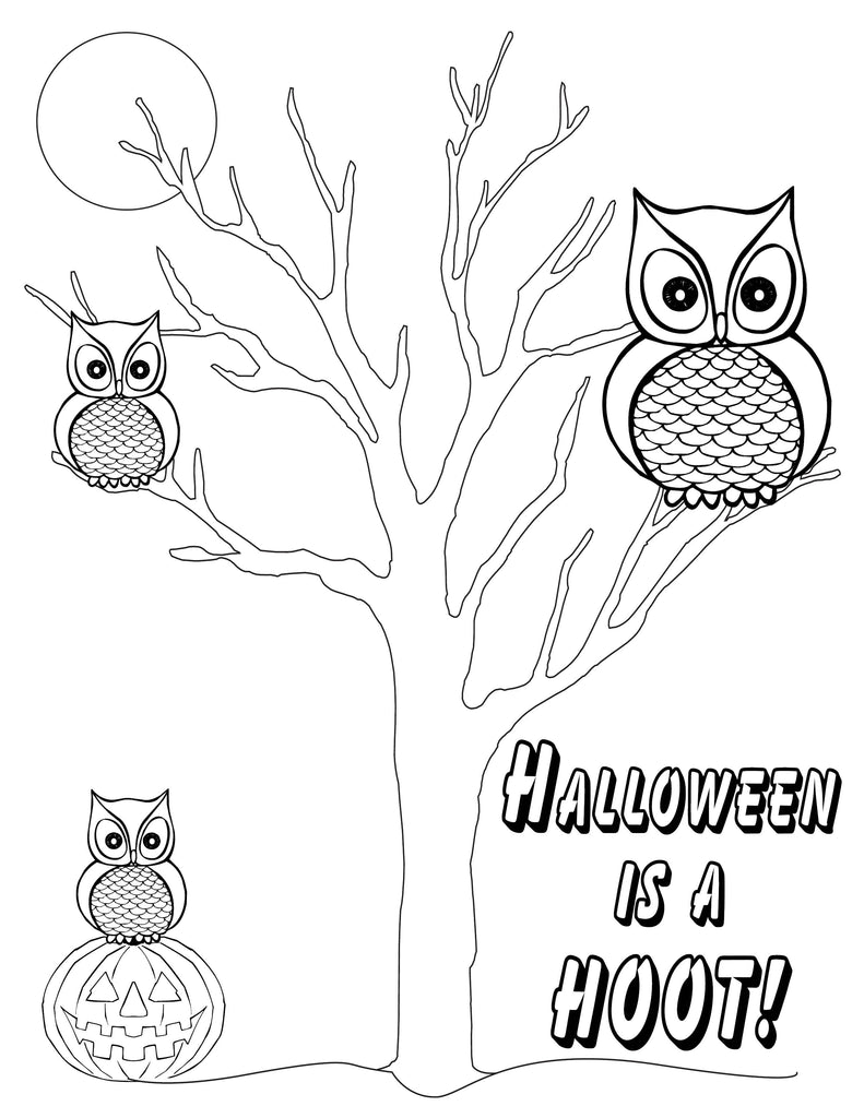 "Halloween Is A Hoot"! Free Printable Halloween Coloring Page