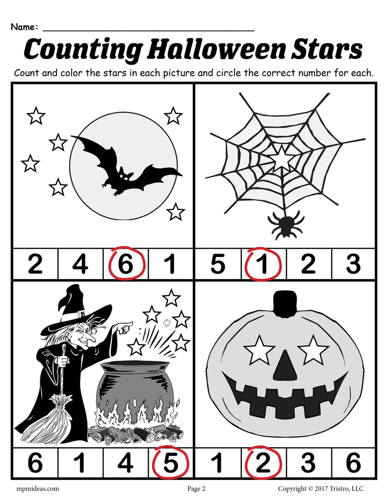 Printable Preschool Halloween Counting Worksheet!