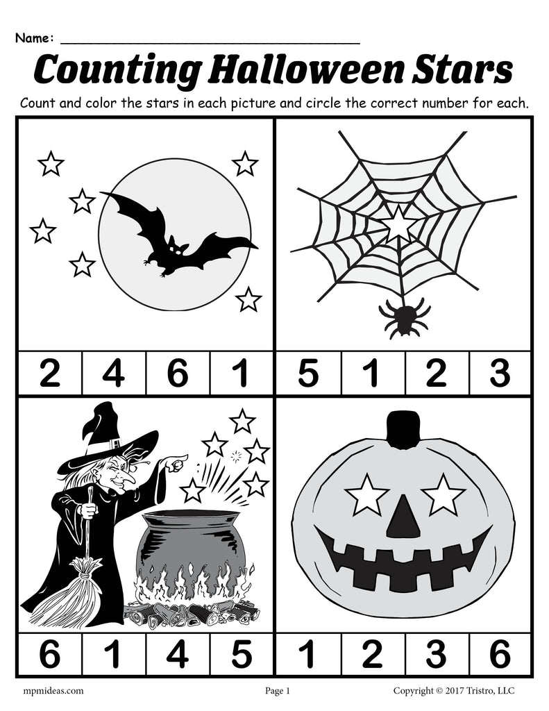 FREE Printable Preschool Halloween Counting Worksheet!