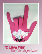 Valentine's Day "I Love You" Hand Print Magnet Craft