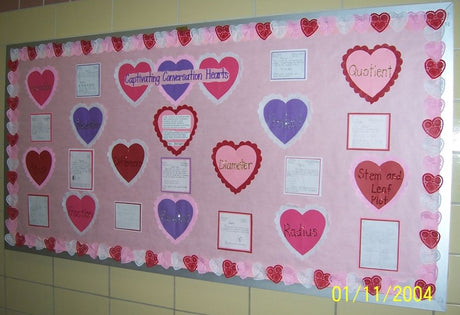 Math Conversation Hearts Valentine's Day Bulletin Board Idea