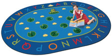 Hip Hop to the Top Frog Alphabet Classroom Circle Time Rug, 6'9" x 9'5" Oval