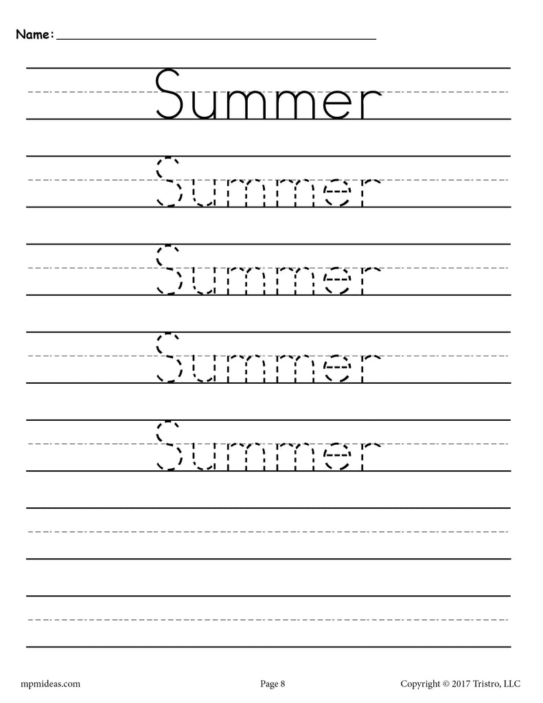 10 Seasons and Holidays Handwriting Worksheets!