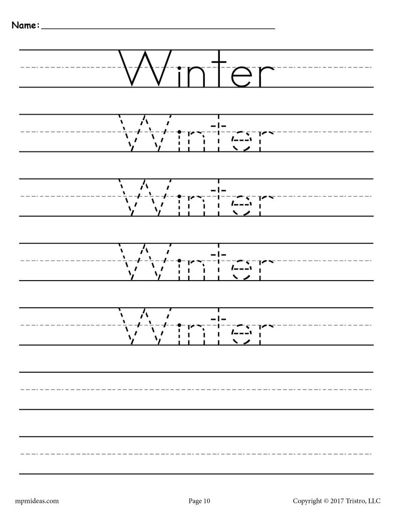 10 Seasons and Holidays Handwriting Worksheets!