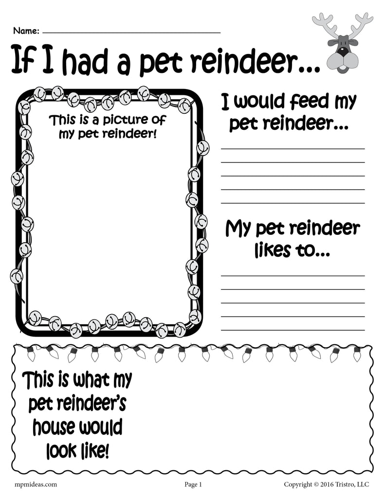 "If I Had a Pet Reindeer..." Printable Christmas Worksheet!