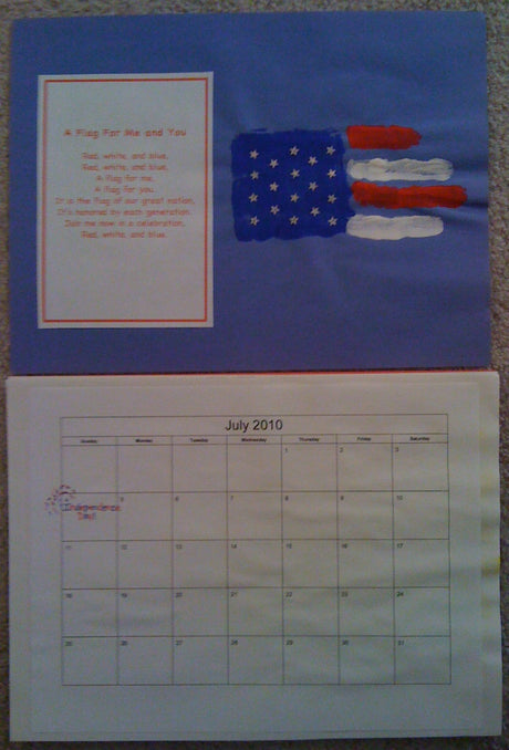 Hand Print Calendar: July
