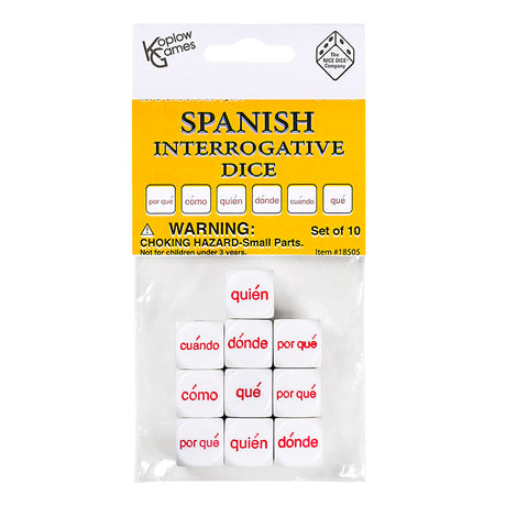 Spanish Interrogative Dice Set, 10 Pieces 