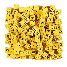 Yellow Foam Dice with Spots and Numbers, 200 Count