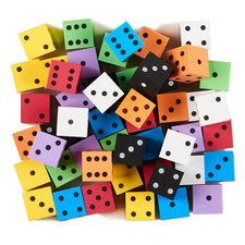 1" Foam Spotted Dice, Bag of 50 Assorted 