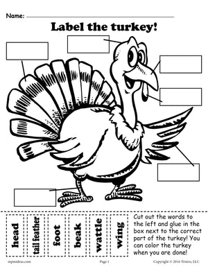 "Label the Turkey" (2 Printable Versions)!