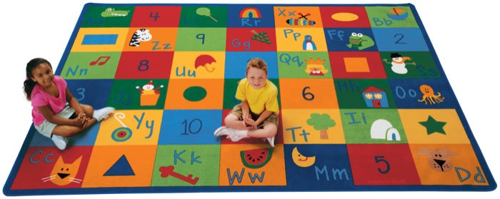 Learning Blocks Alphabet & Numbers Classroom Circle Time Rug, 8'4" x 11'8" Rectangle