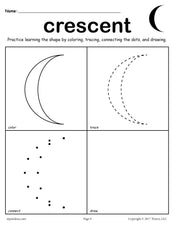 FREE Crescent Shape Worksheet: Color, Trace, Connect, & Draw!