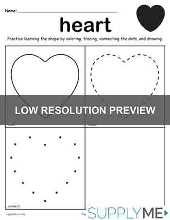 Heart Shape Worksheet: Color, Trace, Connect, & Draw!