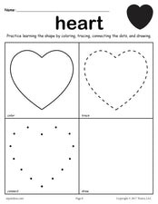 FREE Heart Shape Worksheet: Color, Trace, Connect, & Draw!