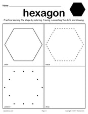 FREE Hexagon Shape Worksheet: Color, Trace, Connect, & Draw!