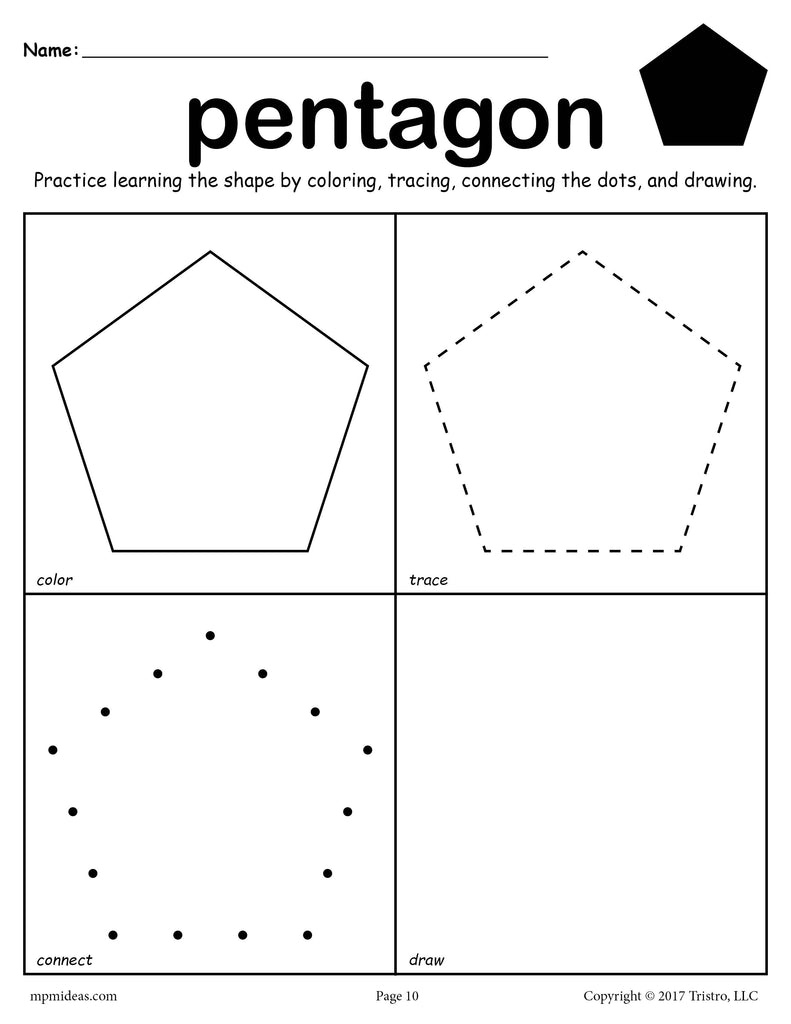 Pentagon Shapes Worksheets