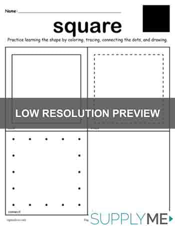 Square Shape Worksheet: Color, Trace, Connect, & Draw!