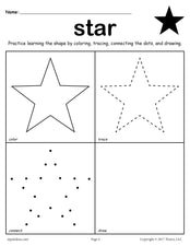 FREE Star Shape Worksheet: Color, Trace, Connect, & Draw!
