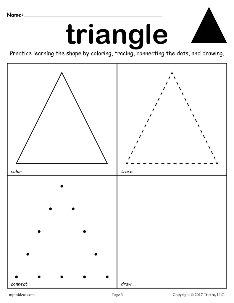 FREE Triangle Shape Worksheet: Color, Trace, Connect, & Draw!