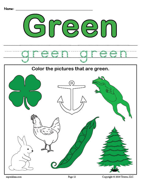 FREE Color Green Worksheet