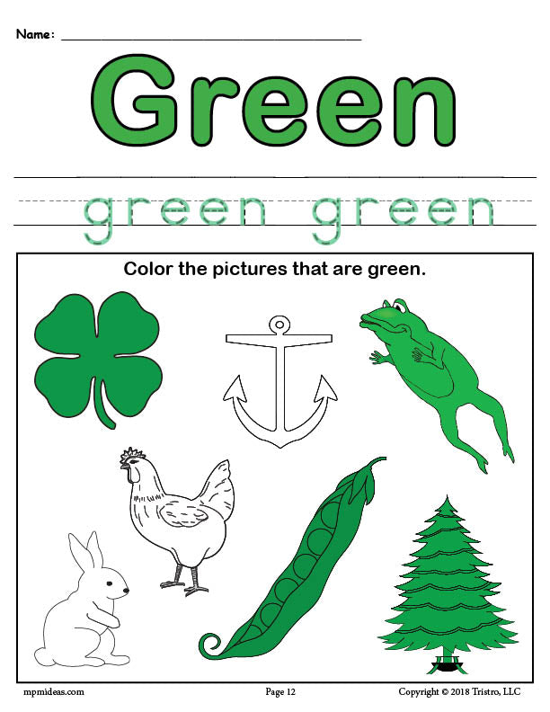 FREE Color Green Worksheet