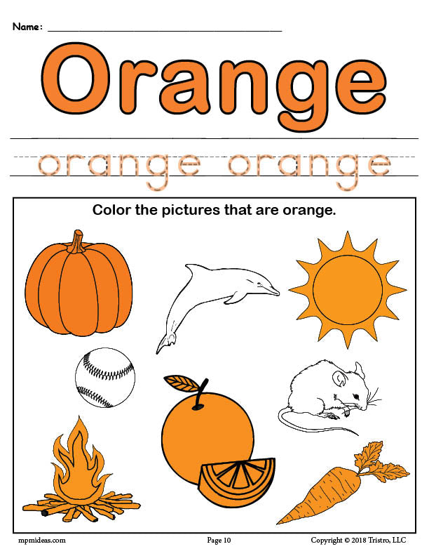 FREE Color Orange Worksheet