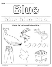 FREE Color Blue Worksheet