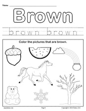 FREE Color Brown Worksheet