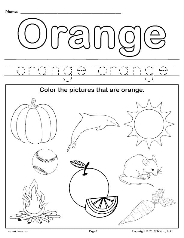 FREE Color Orange Worksheet