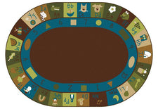 Nature Learning Blocks Alphabet & Numbers Classroom Rug, 6' x 9' Oval