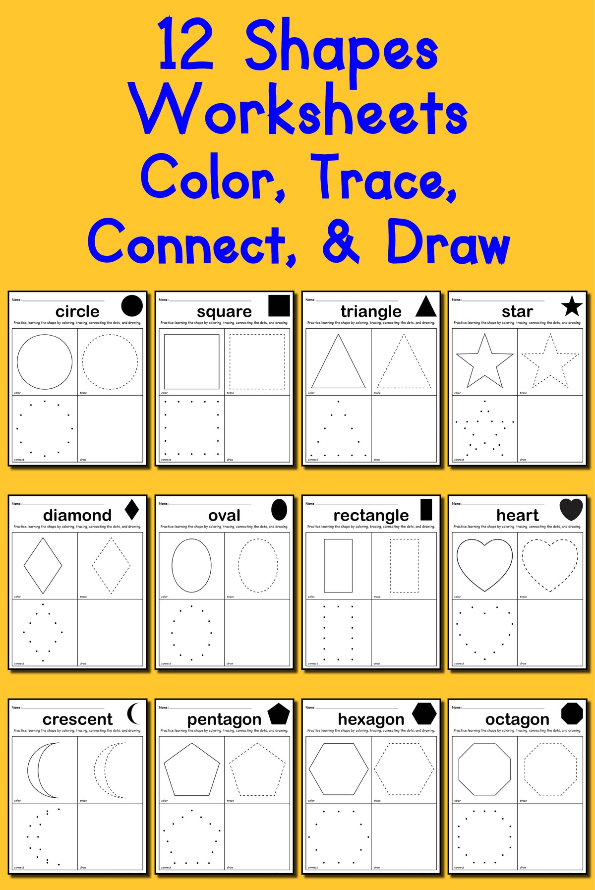 Shapes Worksheets Bundle - 173 Pages of Printable Shape Worksheets and Activities!