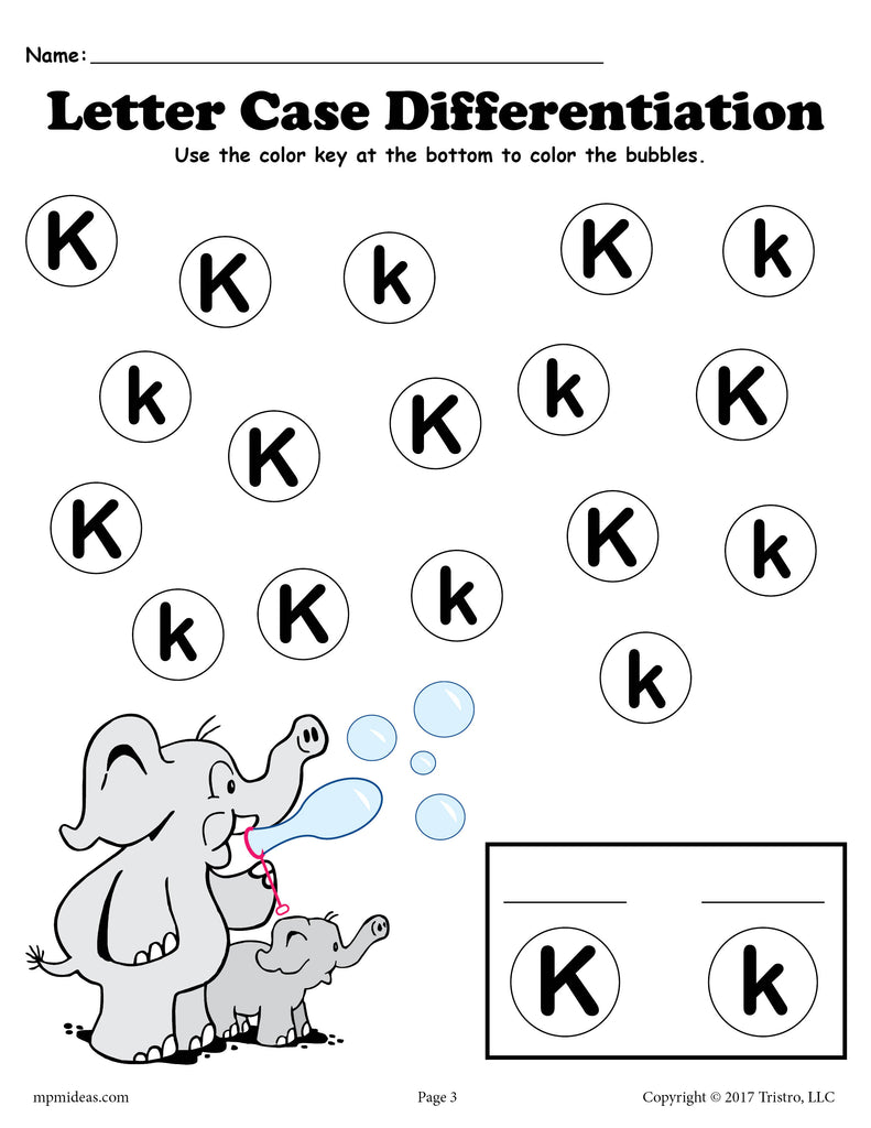 Letter K Do-A-Dot Printables For Letter Case Differentiation Practice!