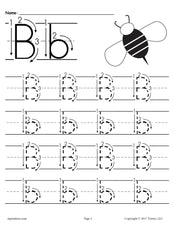FREE Printable Letter B Tracing Worksheet With Number and Arrow Guides!