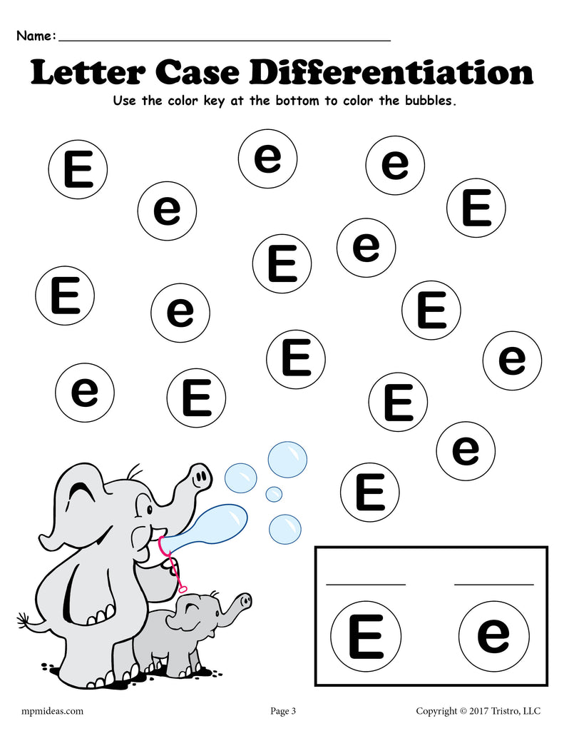 Letter E Do-A-Dot Printables For Letter Case Differentiation Practice!