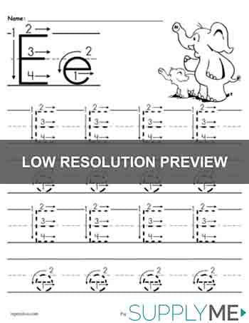 Printable Letter E Tracing Worksheet With Number and Arrow Guides!