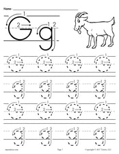FREE Printable Letter G Tracing Worksheet With Number and Arrow Guides!