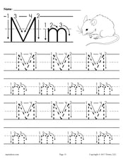 FREE Printable Letter M Tracing Worksheet With Number and Arrow Guides!