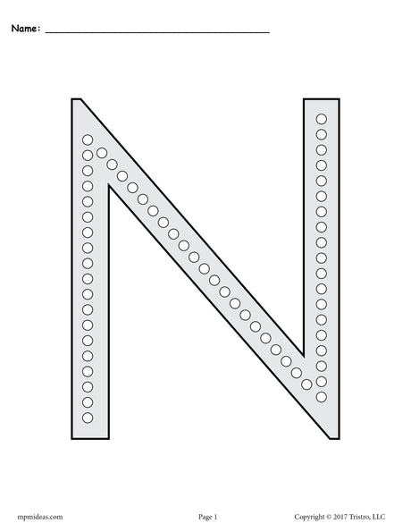 FREE Letter N Q-Tip Painting Printables - Includes Uppercase and Lowercase Letter N Worksheets