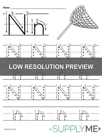 Printable Letter N Tracing Worksheet With Number and Arrow Guides!