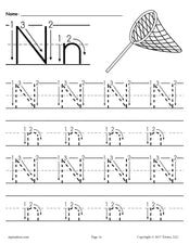 FREE Printable Letter N Tracing Worksheet With Number and Arrow Guides!