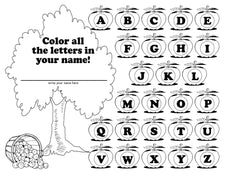 "Find The Letters In My Name" Apple Themed Letter Recognition Worksheets