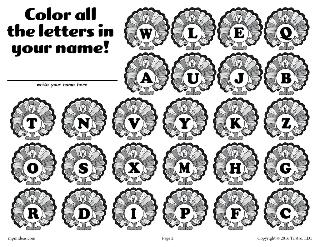 Color By Letter Turkey