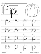FREE Printable Letter P Tracing Worksheet With Number and Arrow Guides!