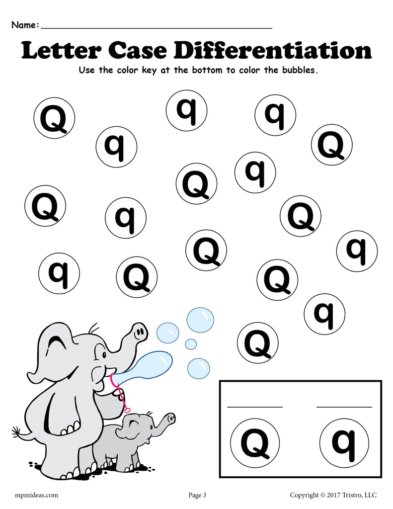 Letter Q Do-A-Dot Printables For Letter Case Differentiation Practice!