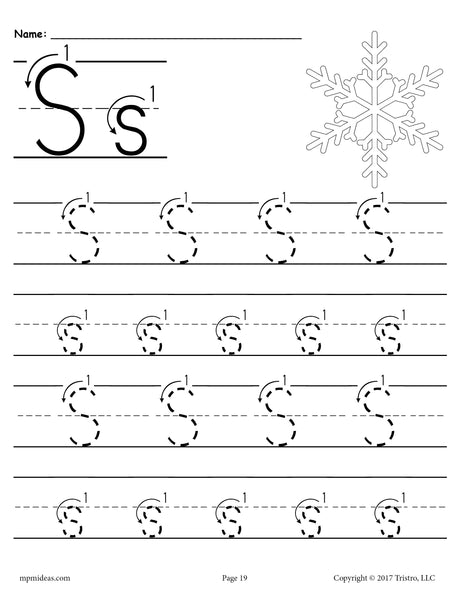 FREE Printable Letter S Tracing Worksheet With Number and Arrow Guides!