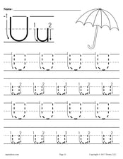 FREE Printable Letter U Tracing Worksheet With Number and Arrow Guides!