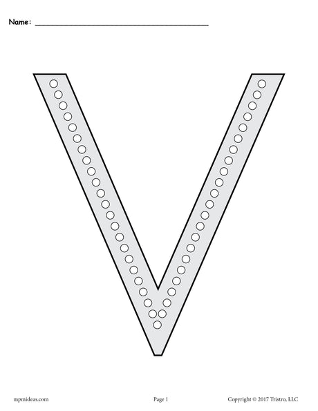 FREE Letter V Q-Tip Painting Printables - Includes Uppercase and Lowercase Letter V Worksheets