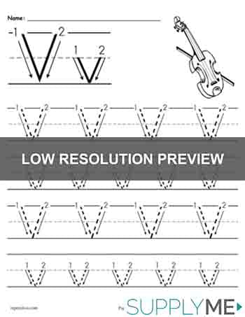 Printable Letter V Tracing Worksheet With Number and Arrow Guides!